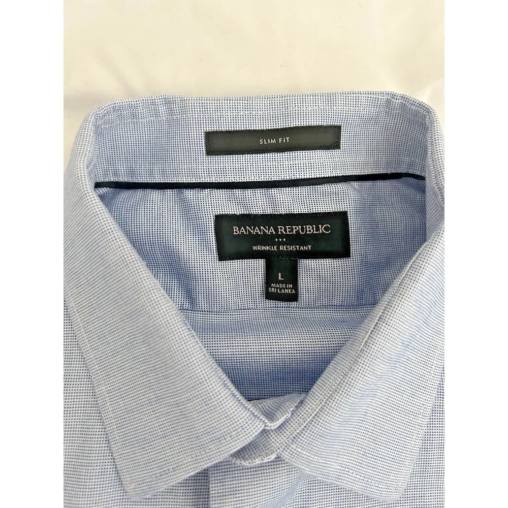 Banana Republic Mens Large Blue Long Sleeve Shirt Slim Fit Business
